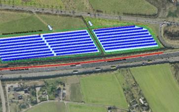 Luftbild des Solarparks Vinn