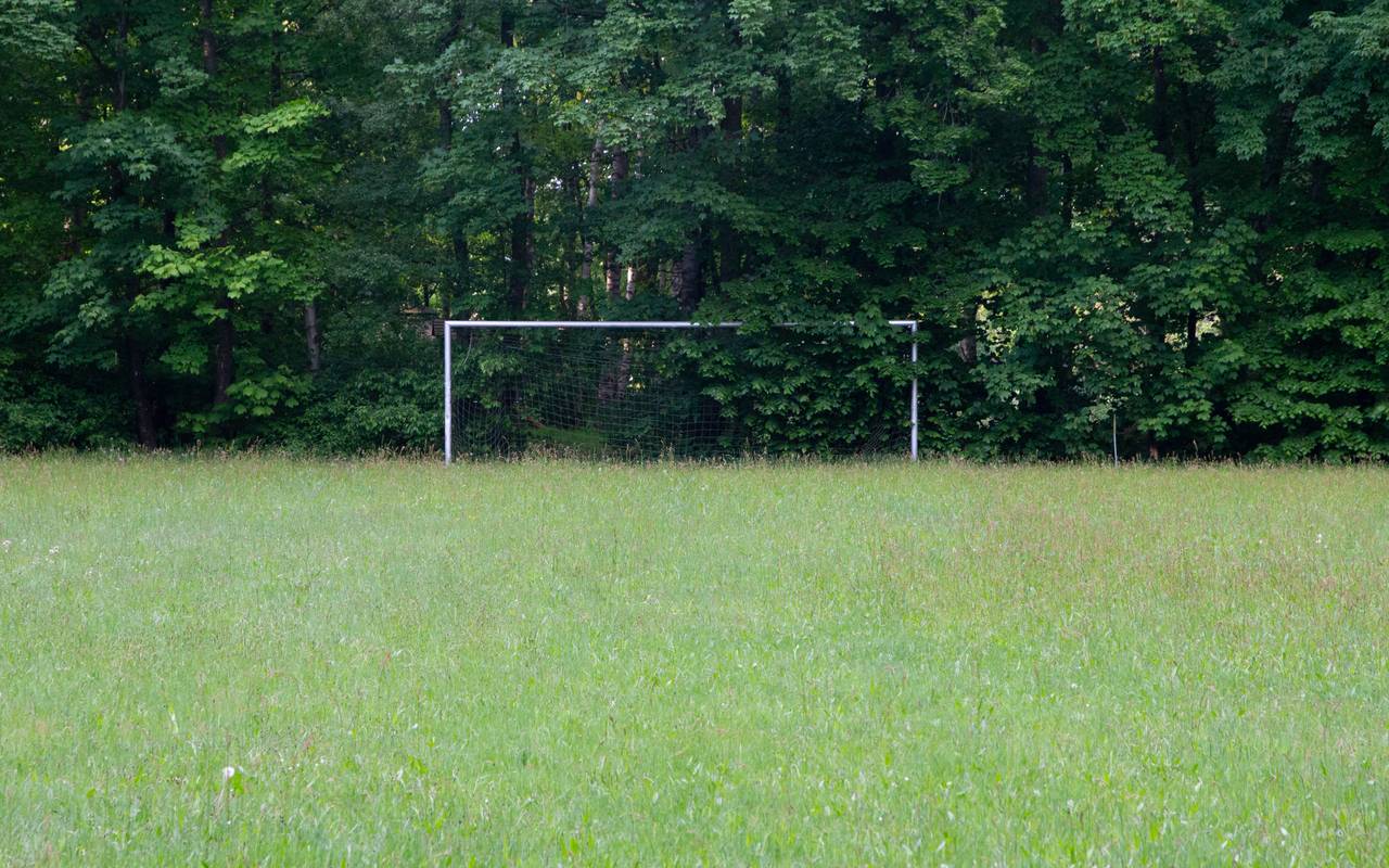Fußball Fußballplatz Bolzplatz Rasen Geisterspiel zugewachsen verlassen