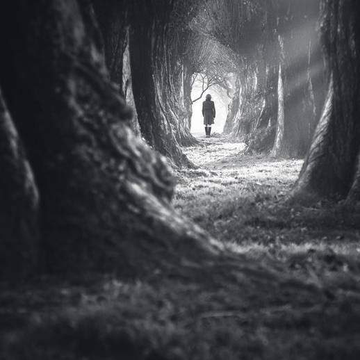 Eine Frau läuft einen einsamen Weg entlang (Symbolbild).