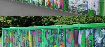 Zerstörtes Demokratie-Graffiti wird wiederhergestellt