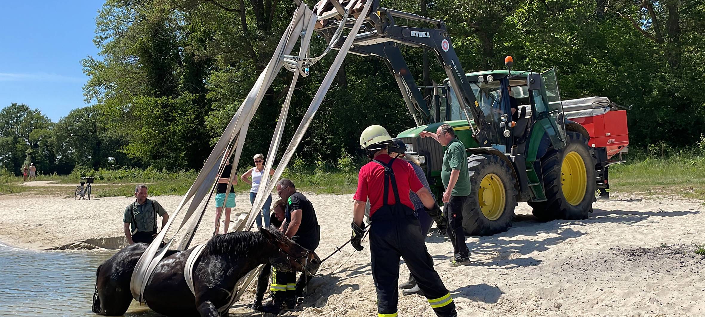 Eingesunken: Feuerwehr rettet Pferd in Goch aus Spülsand