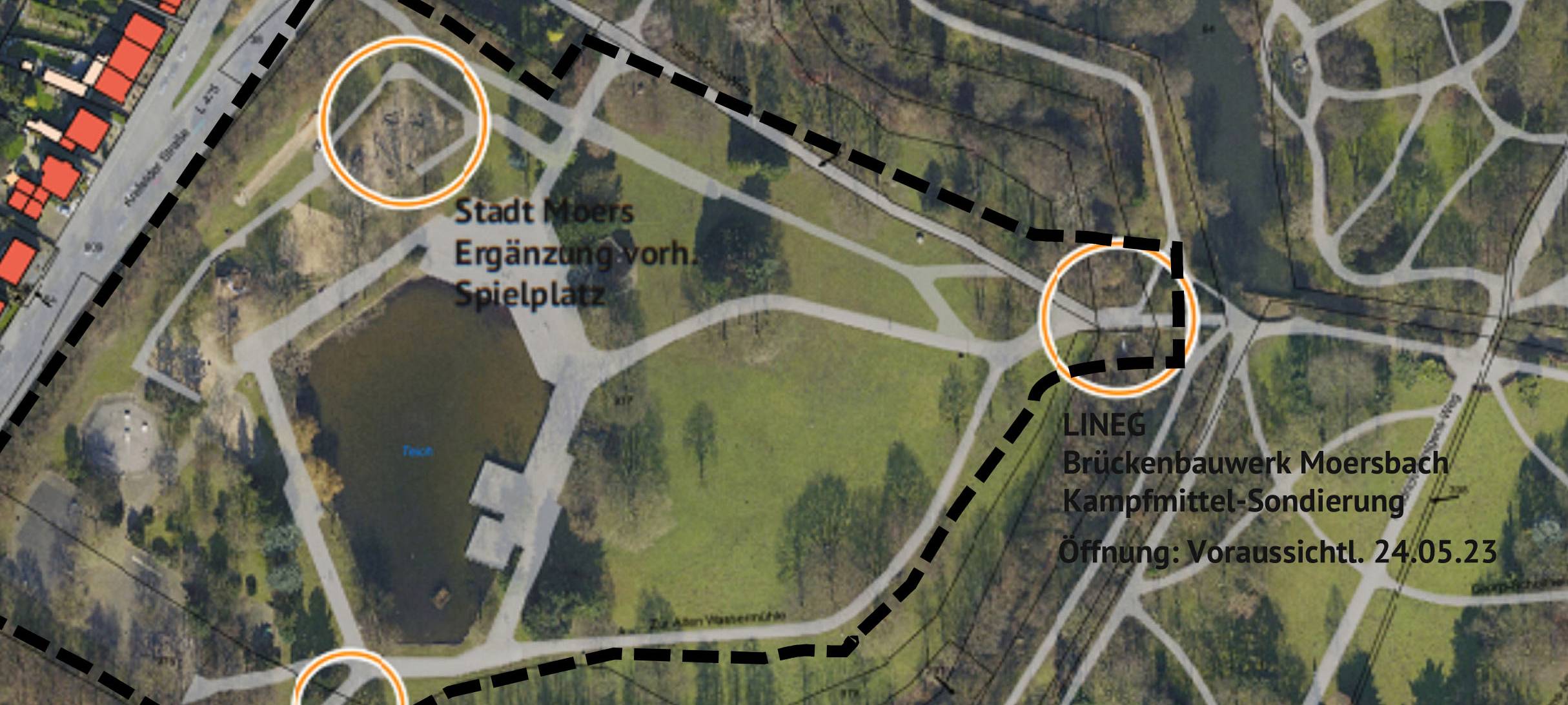 Sperrungen im Moerser Freizeitpark wegen Umbaus