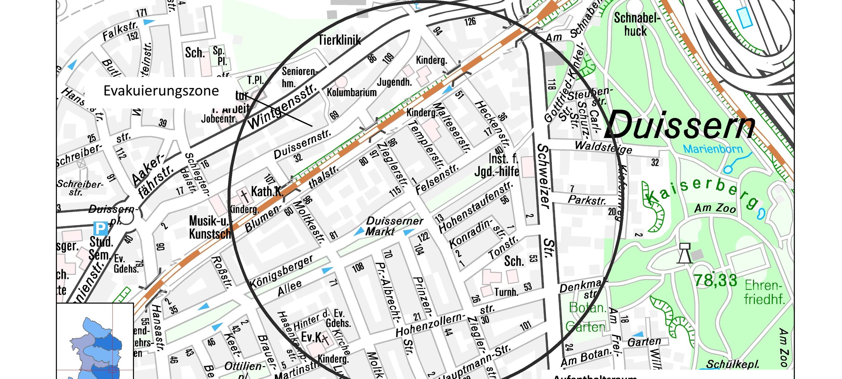 In Duisburg-Duissern muss eine Bombe entschärft werden