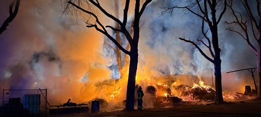 Großbrand nahe der Pferderennbahn in Krefeld