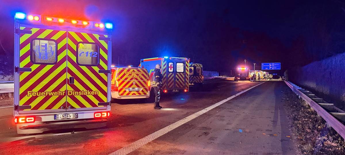Zwölf Verletzte nach schwerem Unfall auf A3 bei Dinslaken