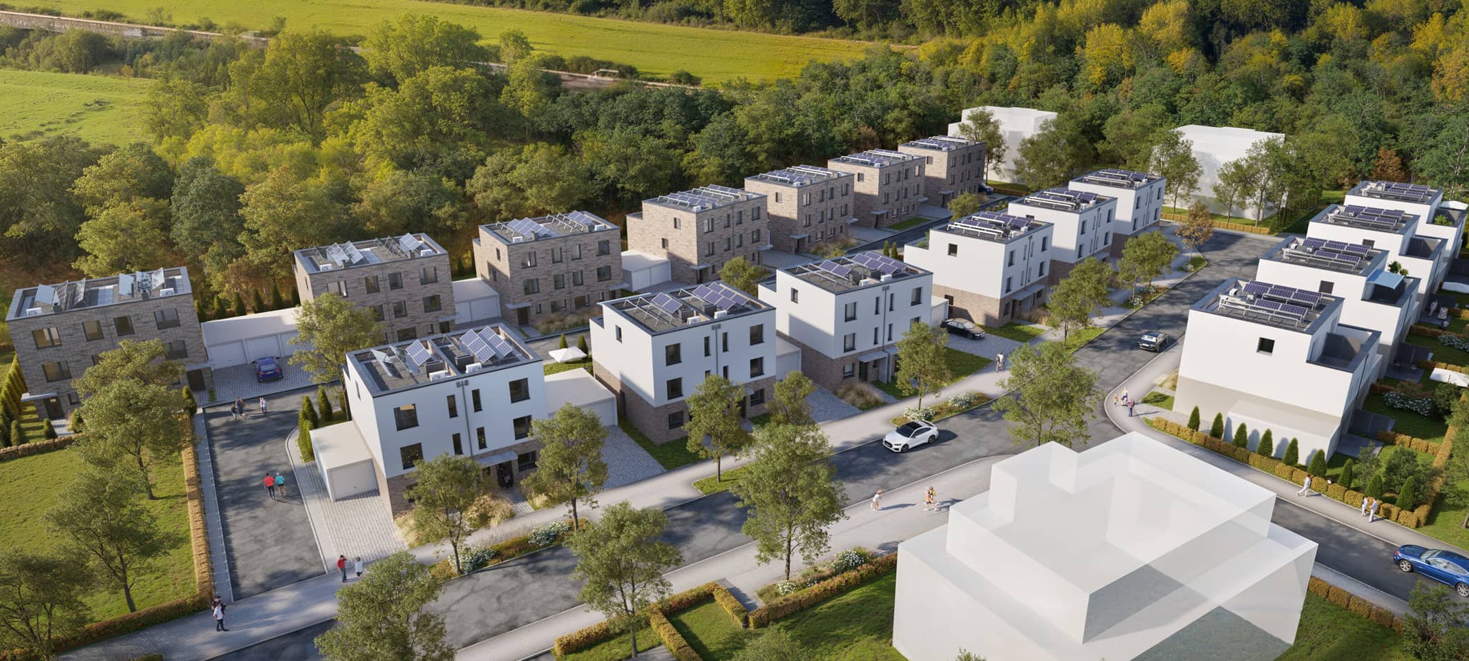 Wohnquartier am Moersbach mit 34 Doppelhäusern