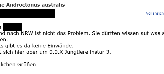Tödliche Gifttiere per Post verschickt?