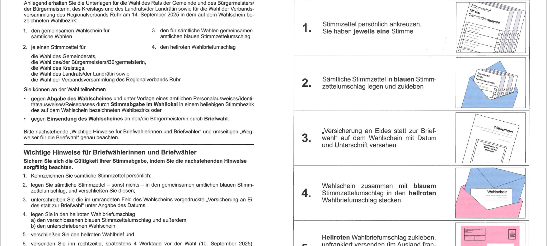 Falsche Merkblätter zur Kommunalwahl in Rheinberg verschickt